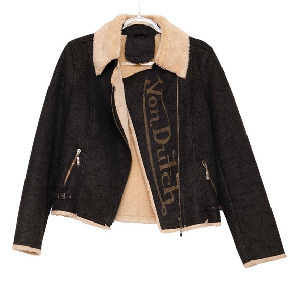 Von Dutch Faux Suede Biker Jacket - Picture 1 of 8